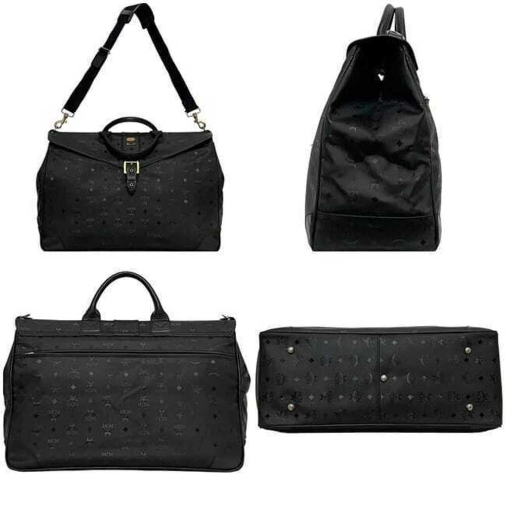 Mcm Shoulder Visetos Boston Sling Bag Flap Leather Logo Crossbody Black